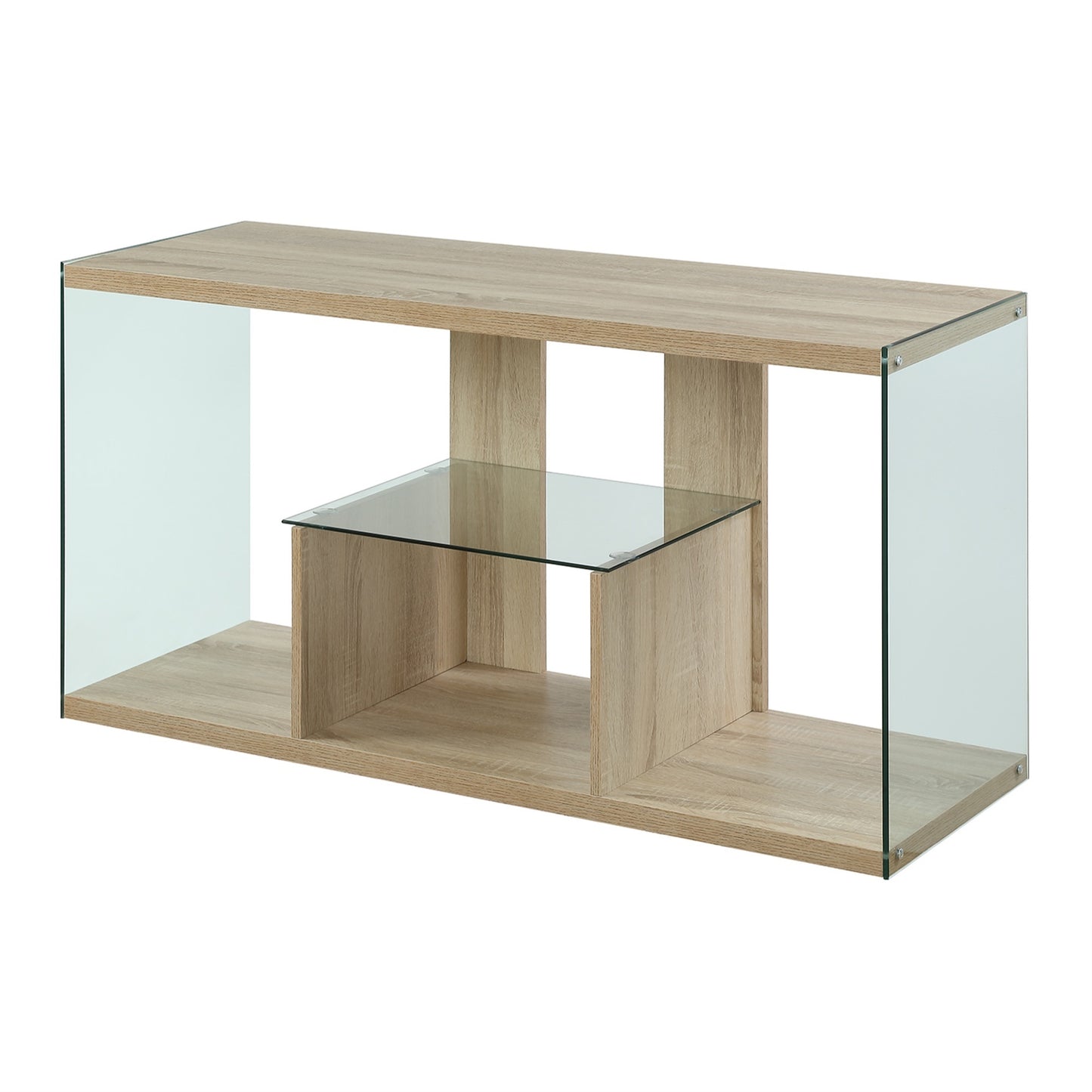 CasaFoyer SoHo TV Stand with Shelves - Stylish and Spacious Media Storage Solution with Tempered Glass Accents - Part of the SoHo Collection