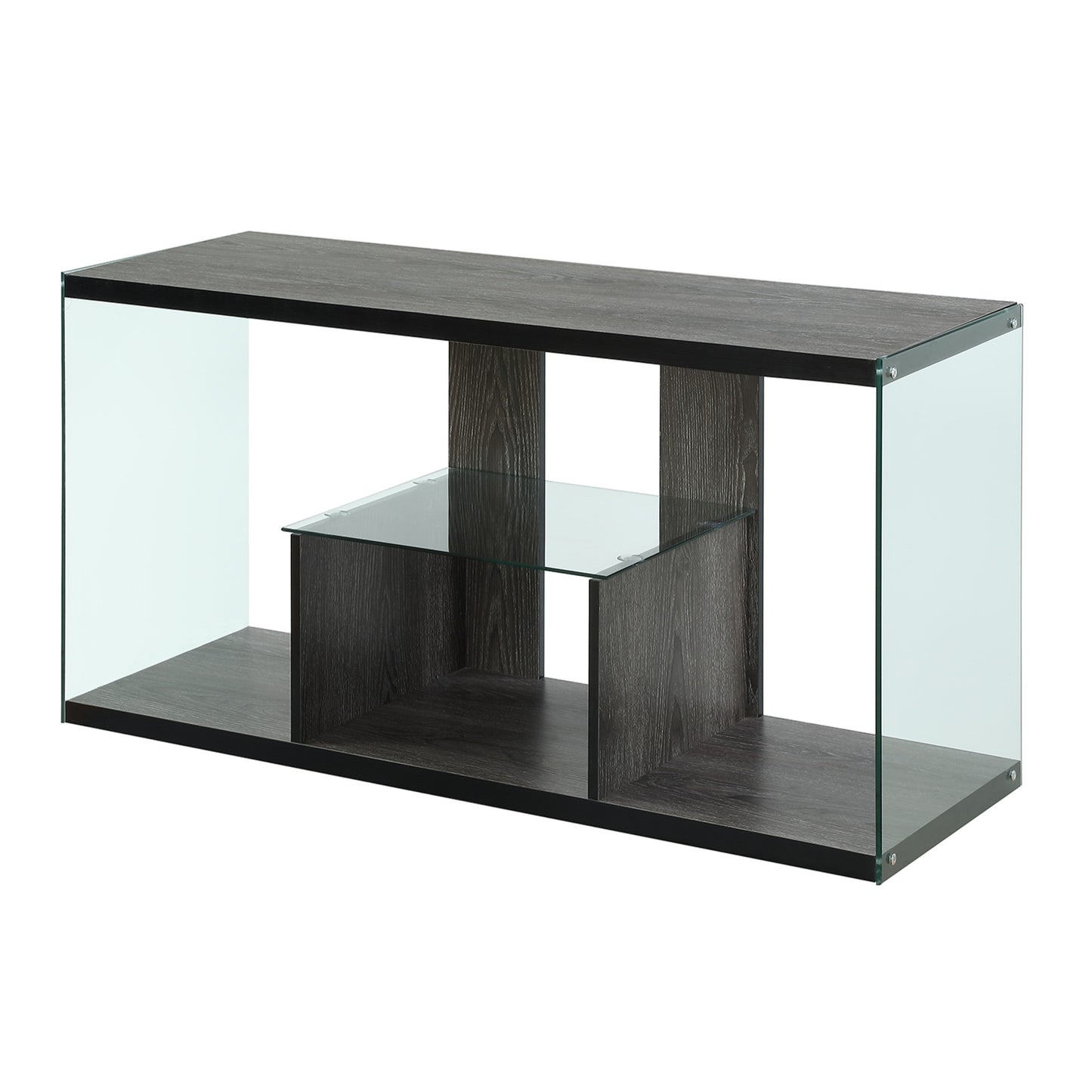 CasaFoyer SoHo TV Stand with Shelves - Sleek Design, Ample Storage, Tempered Glass Accents - Upgrade Your Living Space with Style