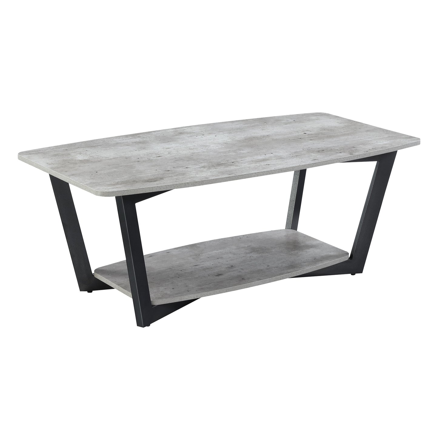 CasaFoyer Graystone Coffee Table with Shelf - Urban Industrial Design, Durable Metal Frame, Open Concept Bottom Shelf, Perfect for Displaying Collectibles.