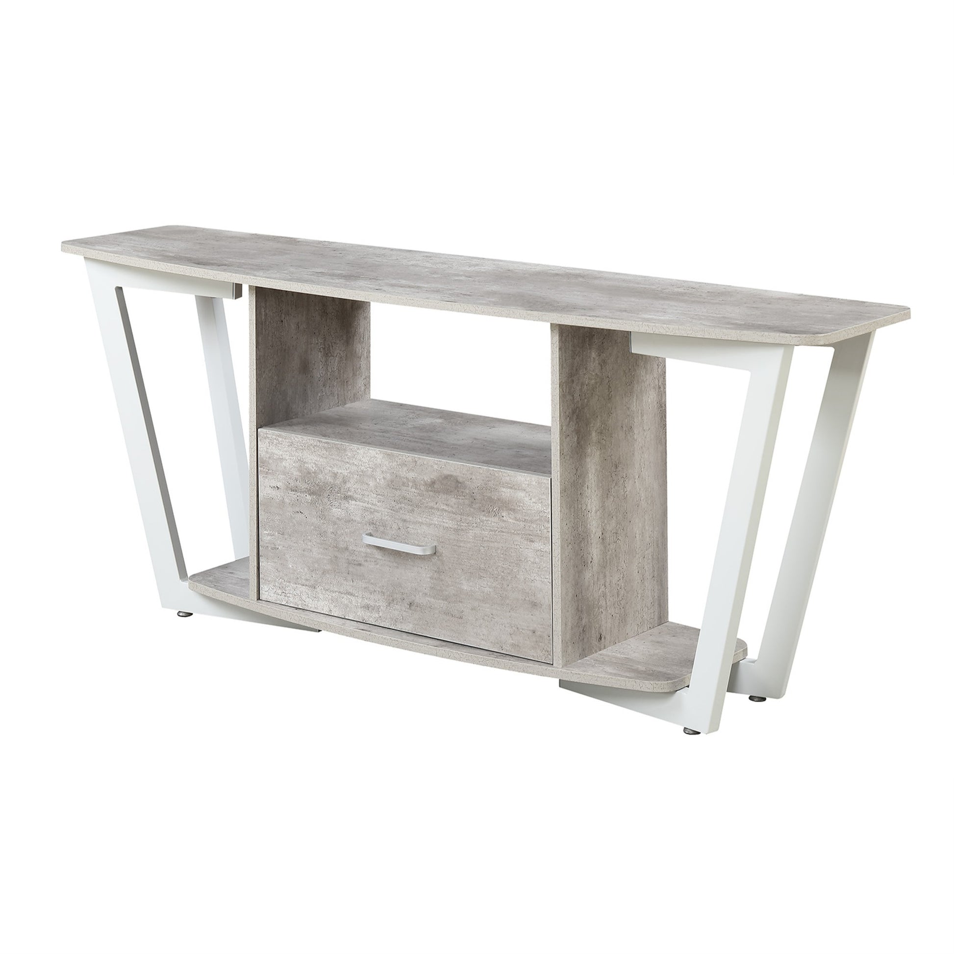 CasaFoyer Graystone 60" 1 Drawer TV Stand with Shelves - Sleek & Modern Urban Industrial Design - Concealed Storage Drawer - Cable Management - Stable Metal Frame - Accommodates TVs up to 65" - Graystone Collection