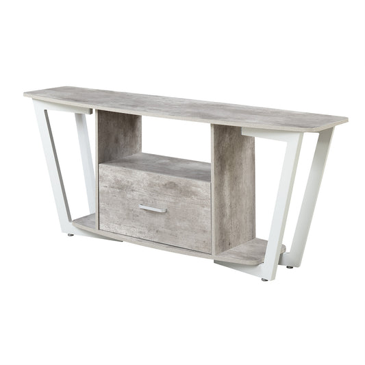 CasaFoyer Graystone 60" 1 Drawer TV Stand with Shelves - Sleek & Modern Urban Industrial Design - Concealed Storage Drawer - Cable Management - Stable Metal Frame - Accommodates TVs up to 65" - Graystone Collection