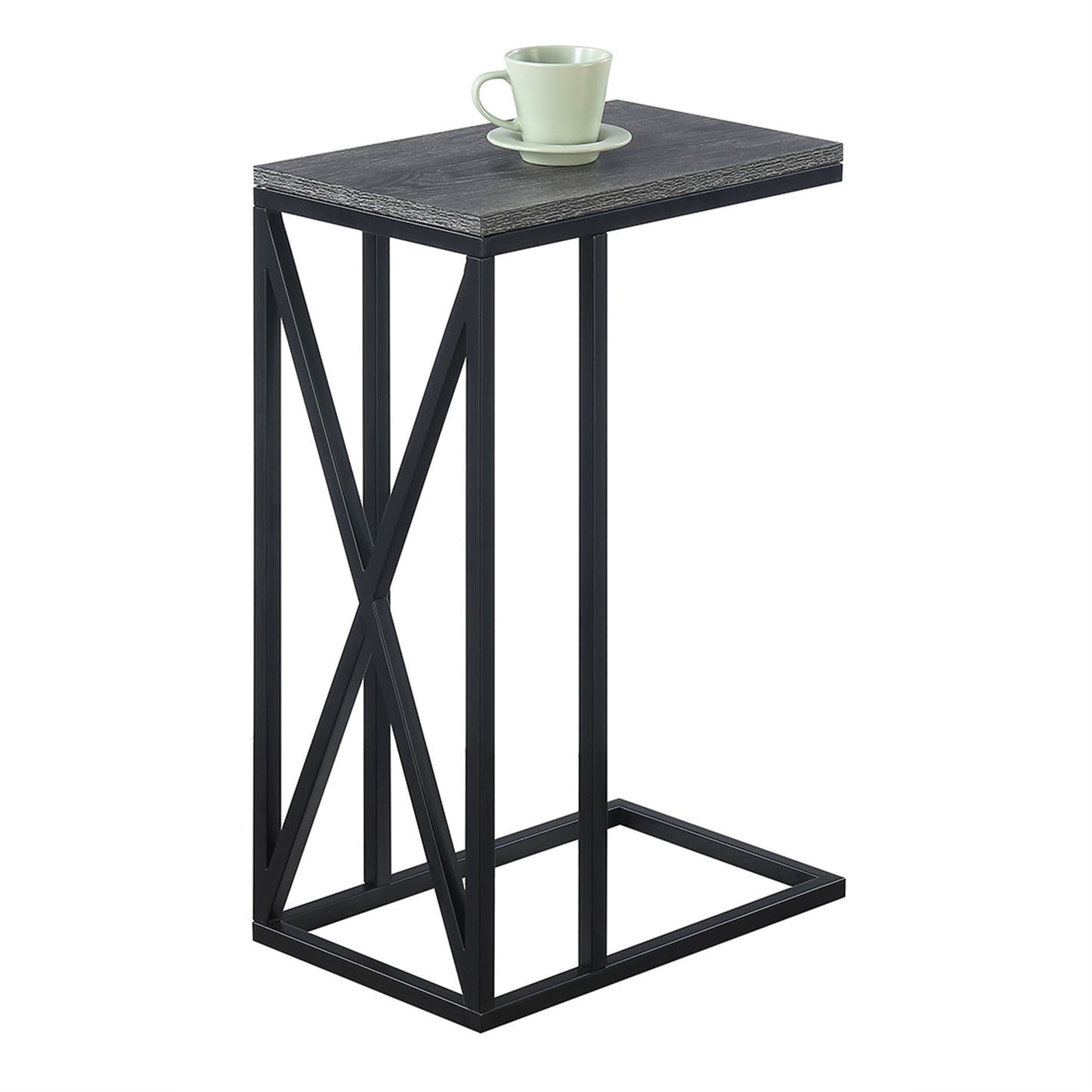 CasaFoyer Tucson C End Table - Functional & Durable | Versatile C Shape | Slide under Couch | Powder-Coated Metal Frame | Particleboard Tabletop | Modern Design | Tucson Collection