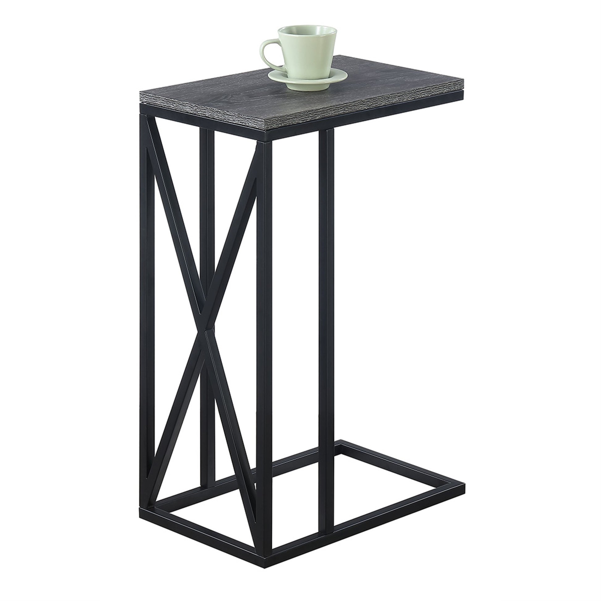 CasaFoyer Tucson C End Table - Functional & Durable | Versatile C Shape | Slide under Couch | Powder-Coated Metal Frame | Particleboard Tabletop | Modern Design | Tucson Collection