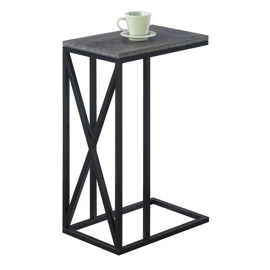 CasaFoyer Tucson C End Table - Functional & Durable | Versatile C Shape | Slide under Couch | Powder-Coated Metal Frame | Particleboard Tabletop | Modern Design | Tucson Collection