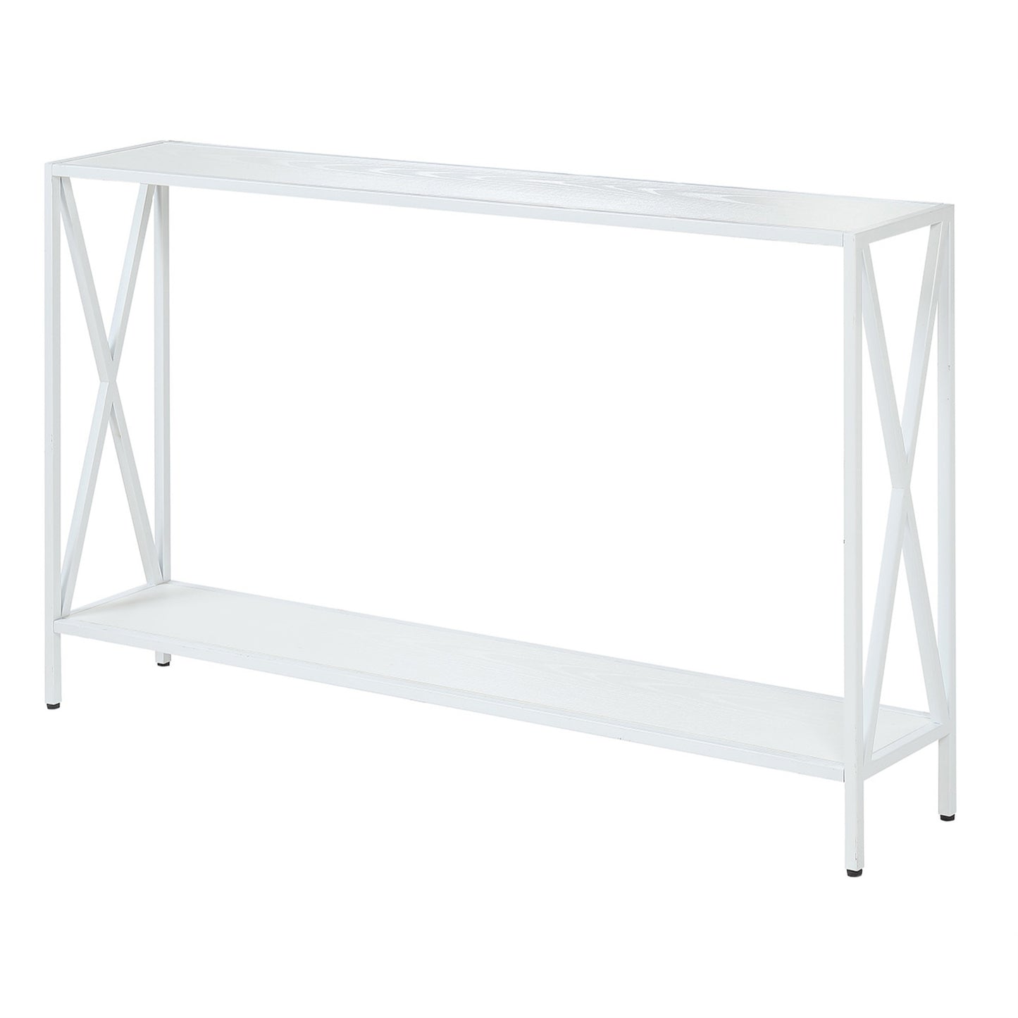 CasaFoyer Tucson Console Table with Shelf - Stylish Black Crisscross Frame, Ample Surface Area, Easy Assembly - Enhance Your Home Dcor
