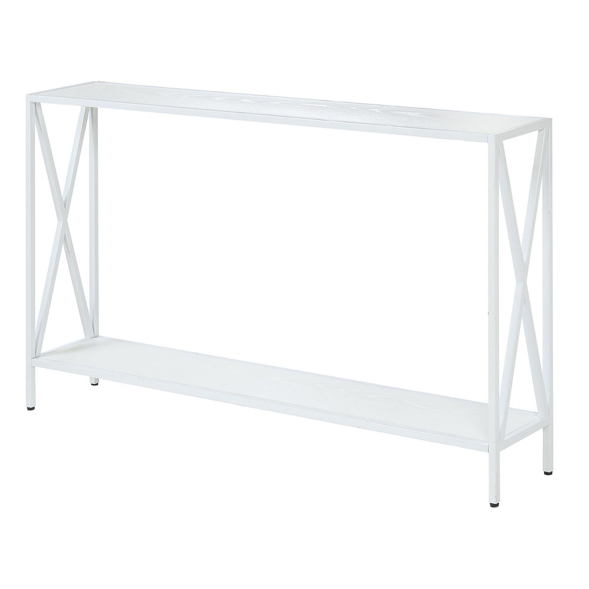 CasaFoyer Tucson Console Table with Shelf - Stylish Black Crisscross Frame, Ample Surface Area, Easy Assembly - Enhance Your Home Dcor