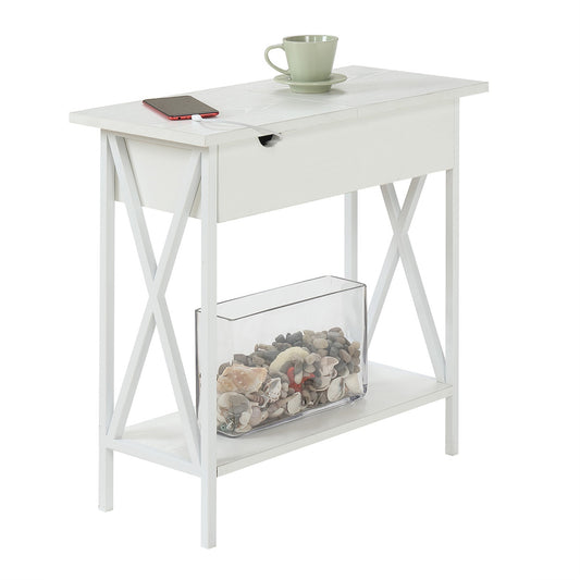 CasaFoyer Tucson Flip Top End Table: Sleek Design, Charging Station, Storage Space, Cable Management, 6ft Power Cord, Bottom Shelf