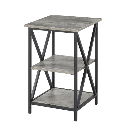 CasaFoyer Tucson End Table with Shelves - Sleek & Contemporary Design, Robust Metal Frame, 3 Open Shelves, Durable Particleboard & Melamine Construction