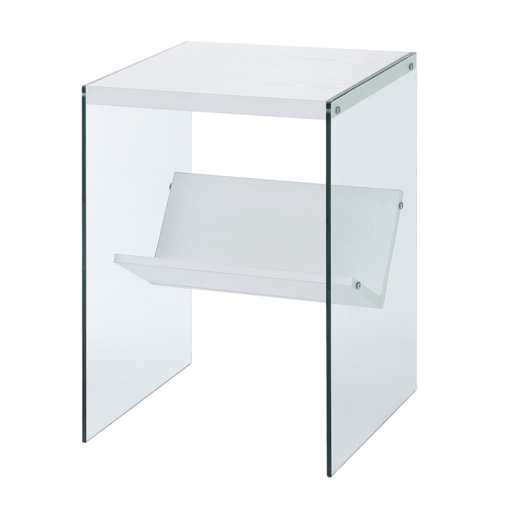 CasaFoyer Sleek and Modern SoHo End Table with Shelf - Tempered Glass Sides - Sturdy Surface Top - Perfect for Essentials - Clear Glass Showcase - CasaFoyer