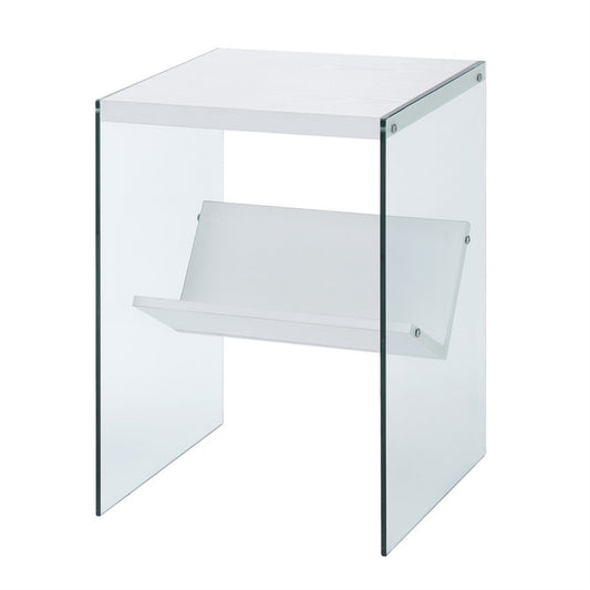 CasaFoyer Sleek and Modern SoHo End Table with Shelf - Tempered Glass Sides - Sturdy Surface Top - Perfect for Essentials - Clear Glass Showcase - CasaFoyer