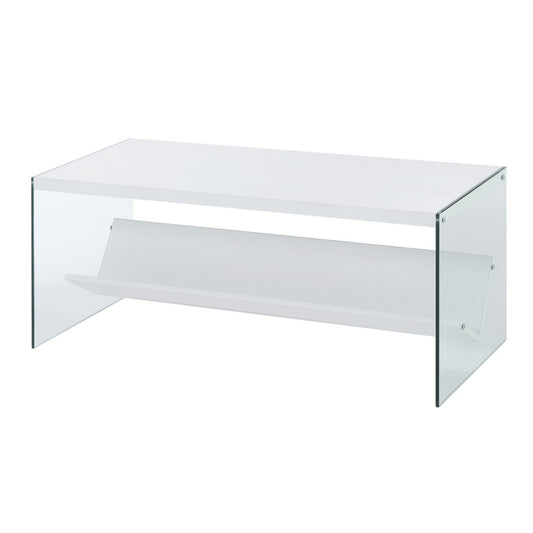 CasaFoyer SoHo Coffee Table with Shelf - Contemporary Design, Tempered Glass Sides, Ample Storage, Robust Build, Perfect for Living Room, Office, or Entertainment Space