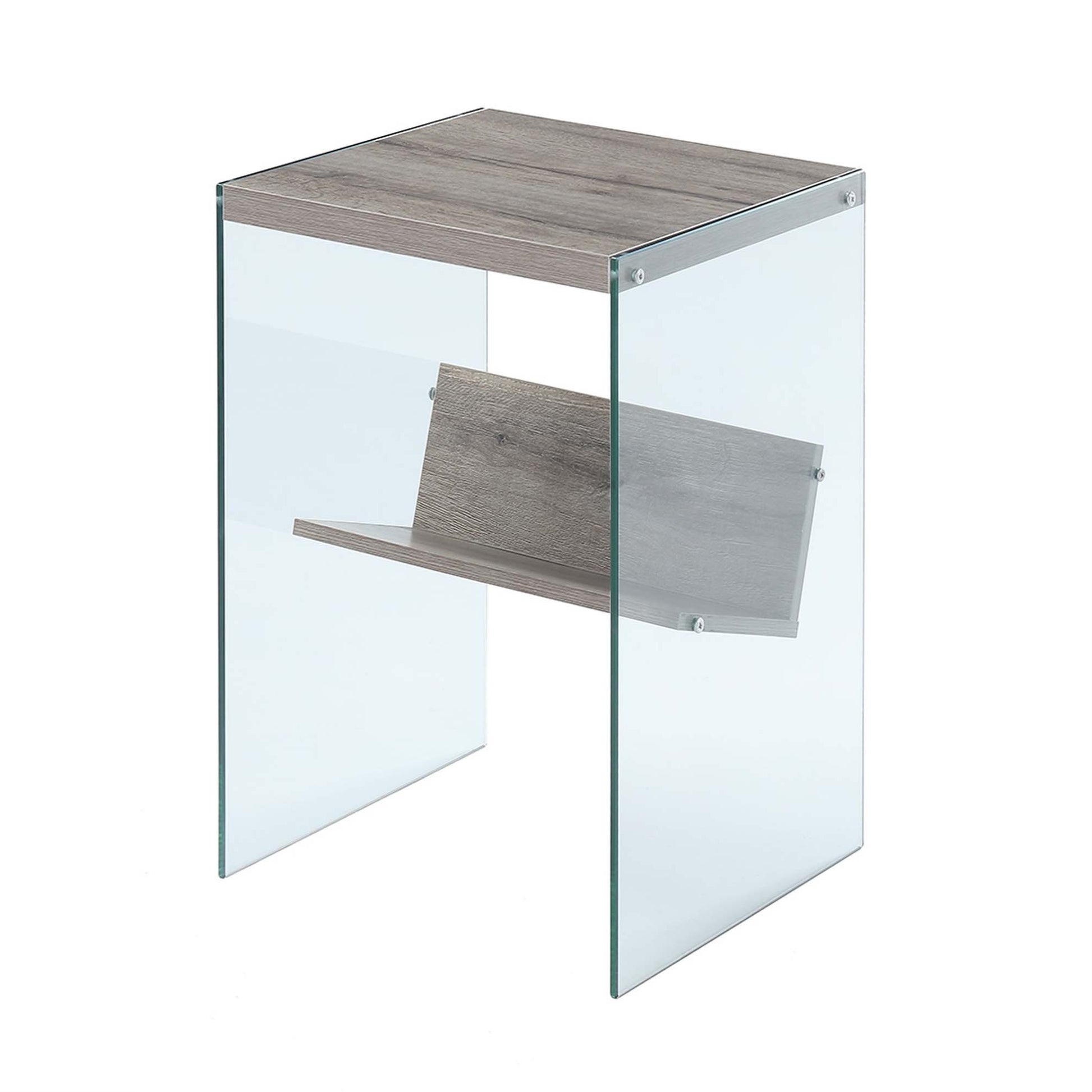 CasaFoyer SoHo End Table with Shelf - Sleek & Minimalistic Design, Durable Tempered Glass Sides, Sturdy Surface Top, Showcase Your Books & Magazines, Perfect for Contemporary Living Spaces
