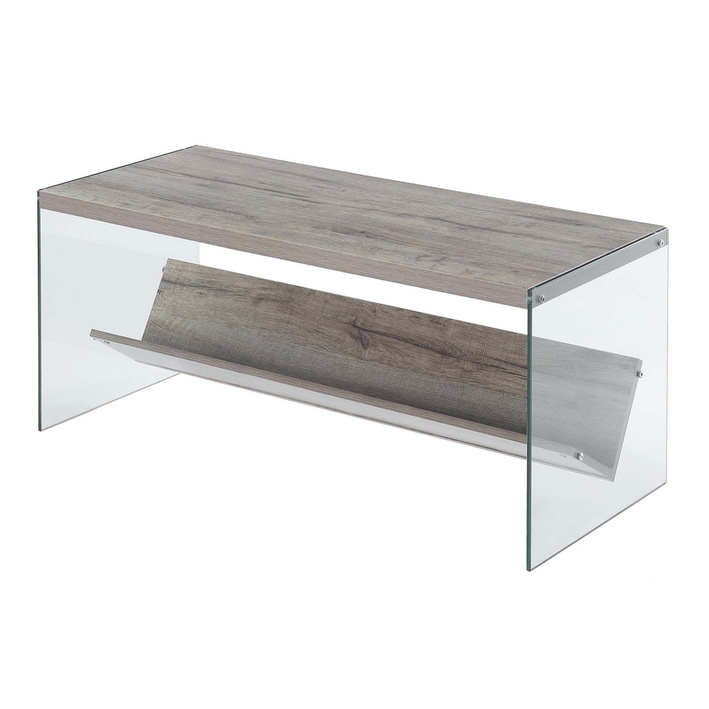 CasaFoyer SoHo Coffee Table with Shelf - Contemporary Design, Tempered Glass Sides, Spacious Tabletop, Mobility & Durability, Ideal for Living Room, Office, or Entertainment Space, Bottom Shelf for Storage