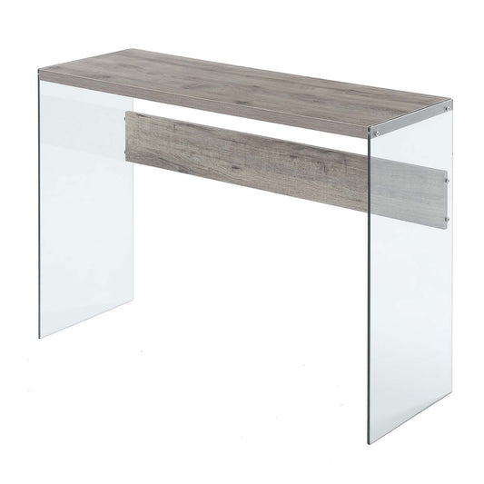 CasaFoyer SoHo Console Table - Sleek Design, Tempered Glass Sides, Modern Contemporary Style - Perfect Addition to Living Room, Entryway, or Home Office - Easy 3-Step Assembly - Rich Melamine Laminate Finish