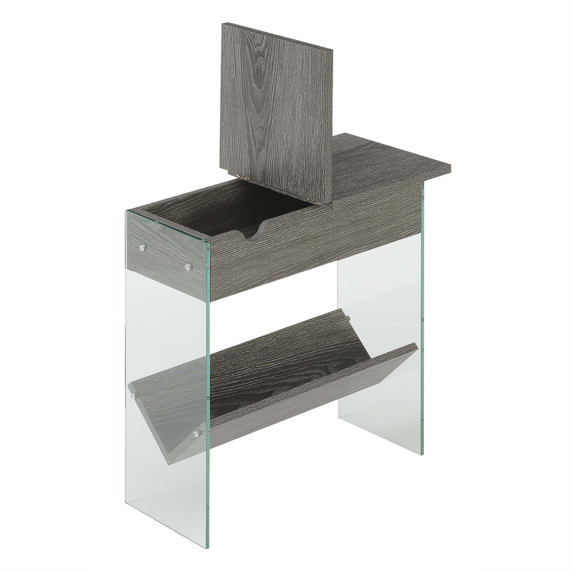 CasaFoyer SoHo Flip Top End Table with Charging Station, Storage, and USB Ports - Modern Style, Cable Management, Durable Particle Board - Ideal for Living Room, Den, Home Study