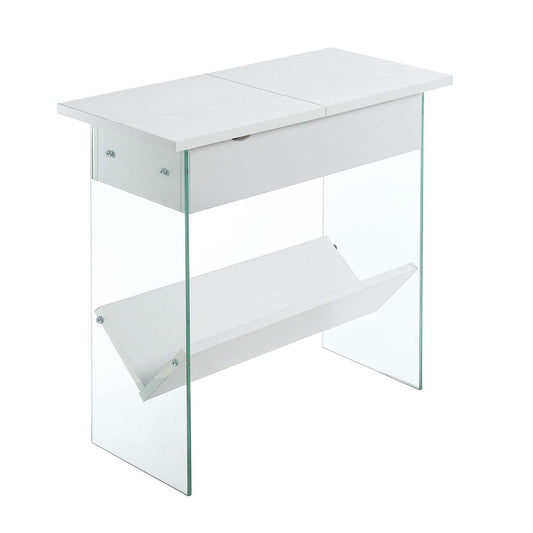 CasaFoyer SoHo Flip Top End Table with Charging Station, Storage, and Modern Design - Ideal for Living Room, Den, or Home Study.