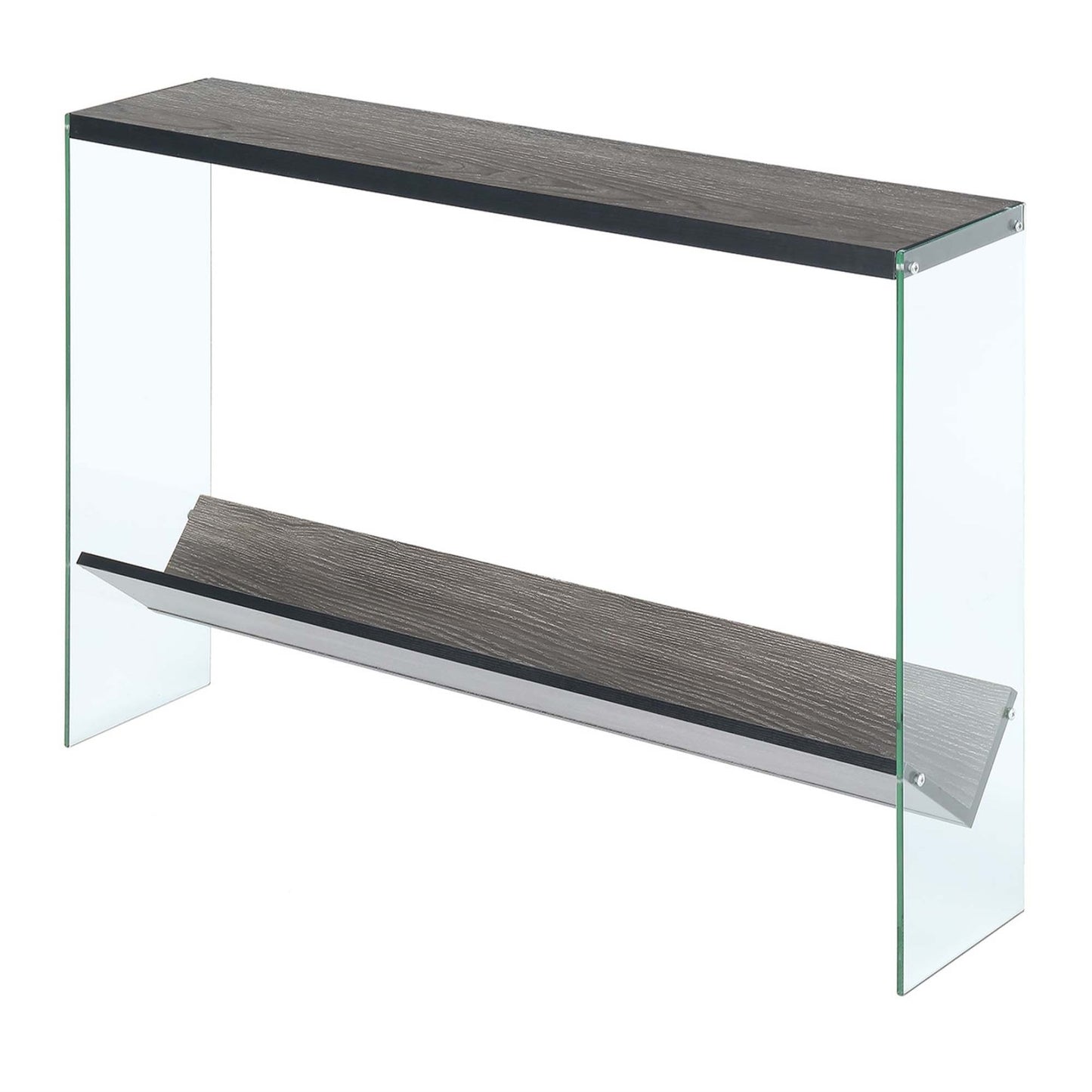 CasaFoyer SoHo V Console Table with Shelf - Contemporary Design, Glass Frame, Two-Tier Unit, Durable Honeycomb Particle Board, Easy to Maintain.