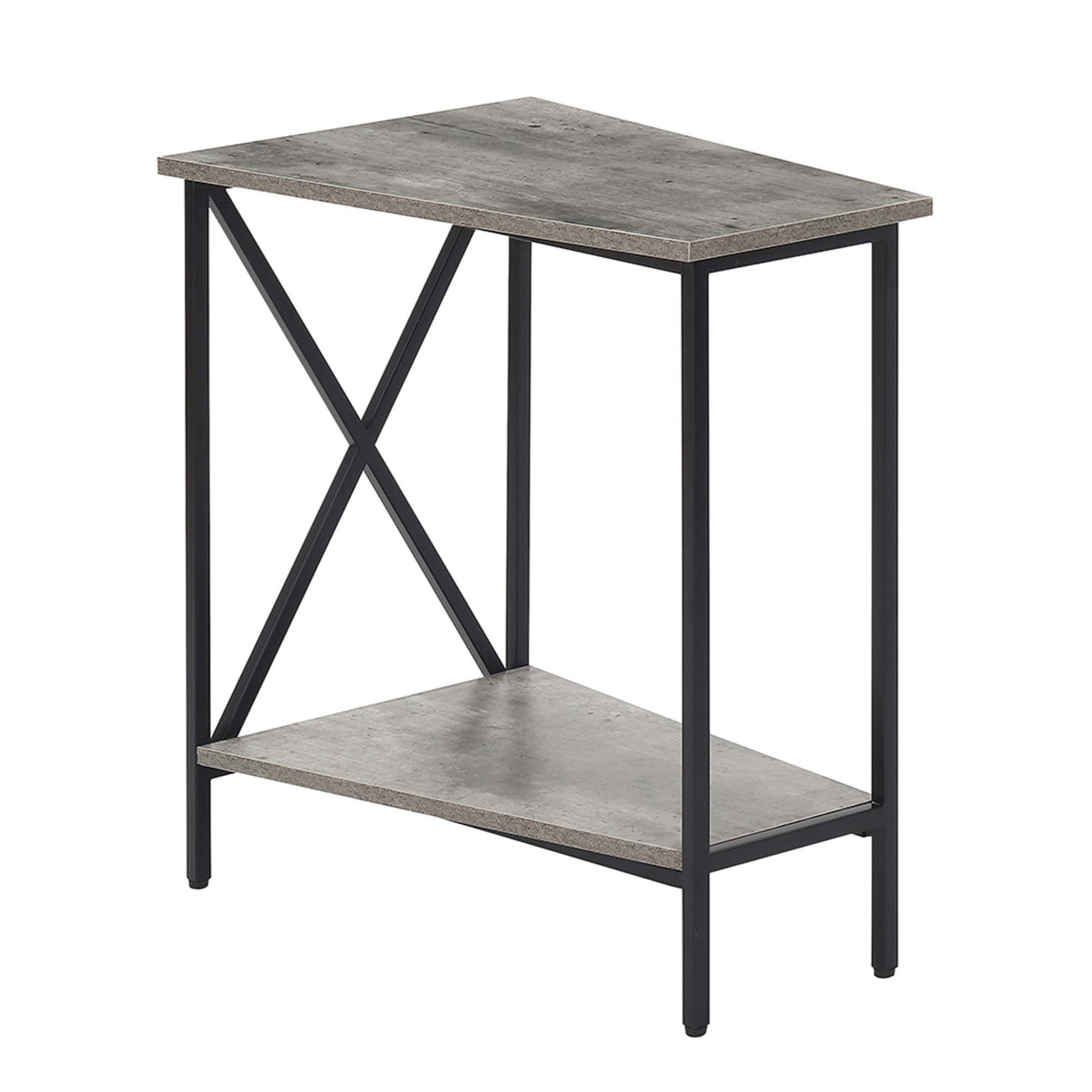 CasaFoyer Tucson Wedge End Table with Shelf - Space-Saving Design, Extra Storage, Sturdy Metal Frame - Contemporary Style for Home Decor