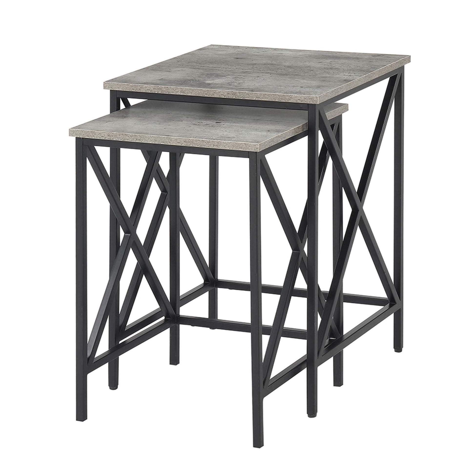 CasaFoyer Tucson Nesting End Tables - Space-saving, versatile, and stylish set of 2 tables with powder coated metal X frame. Ample tabletop space and black frame complement any decor. From the Tucson Collection.