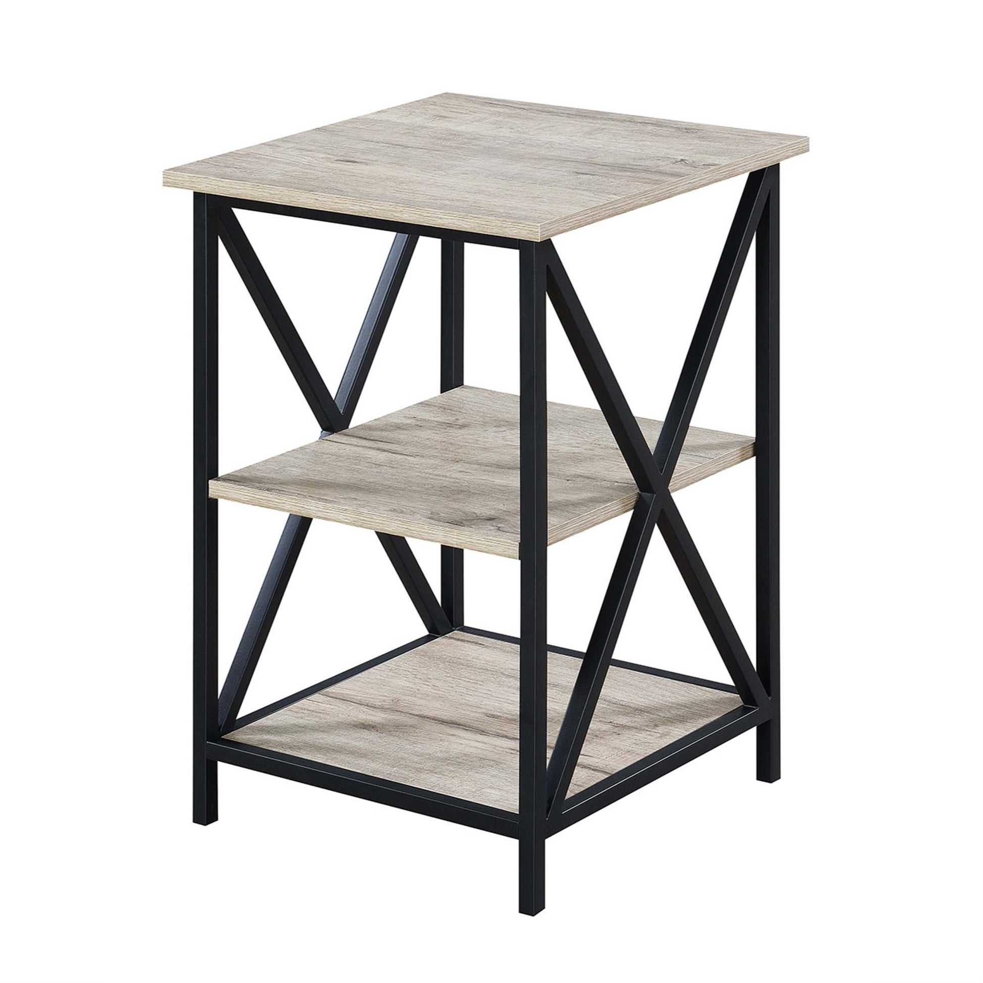CasaFoyer Tucson End Table with Shelves - Sleek & Contemporary Design, Robust Metal Frame, 3 Open Shelves for Display & Storage, High-Quality Materials, Perfect Addition to Any Living Area