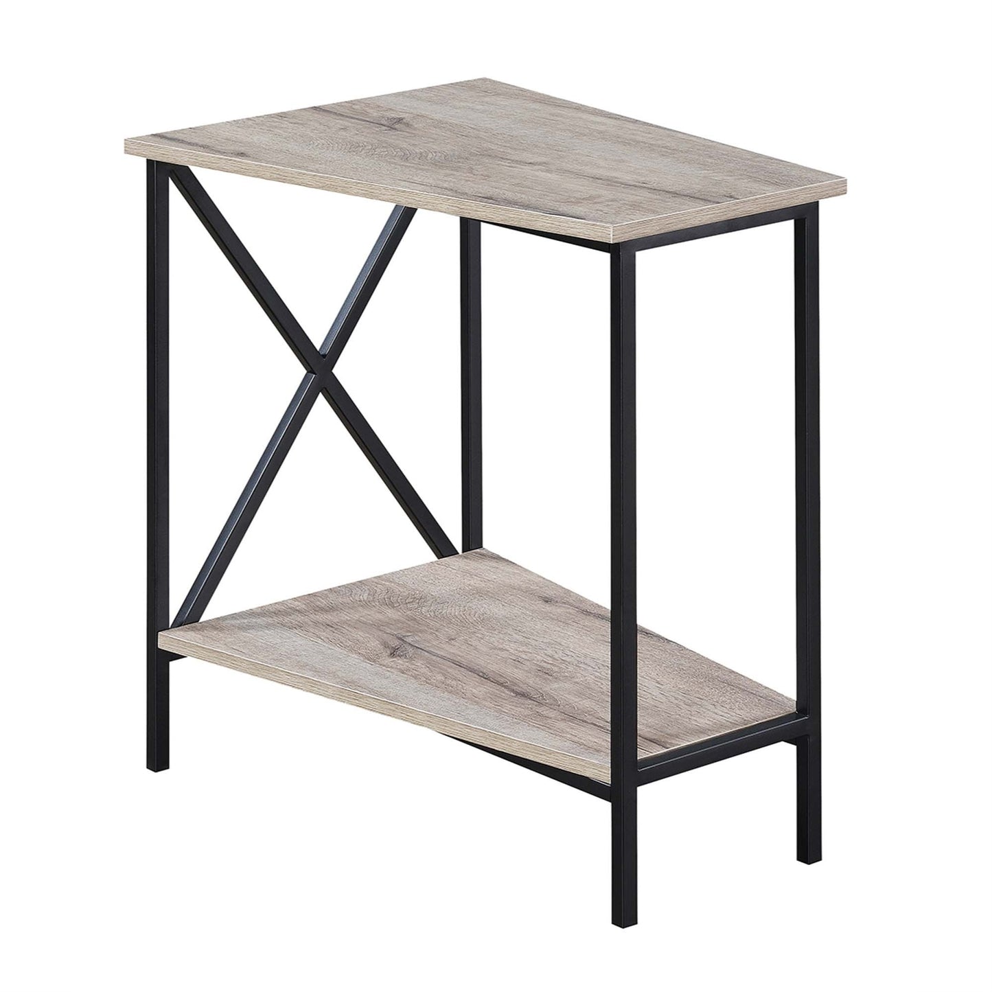 CasaFoyer Tucson Wedge End Table with Shelf - Stylish and Functional Space Transformer, Open Concept Design, Sturdy Metal Frame, Extra Storage, Contemporary Dcor Complement