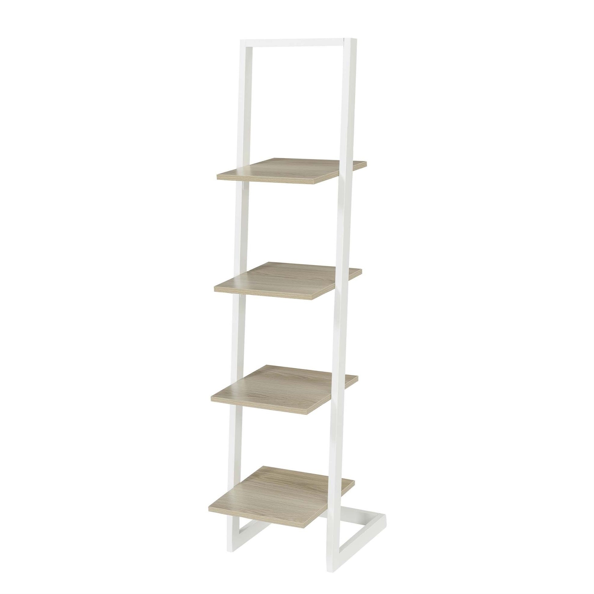 CasaFoyer Designs2Go 4 Tier Ladder Bookshelf - Versatile & Stylish Storage for Home, Office, or Dorm - Sturdy Metal Frame with Woodgrain Shelves