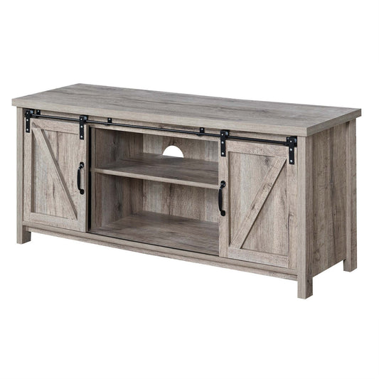CasaFoyer Blake Barn Door TV Stand by - Farmhouse Aesthetic, Ample Storage, Sliding Doors, 6 Shelves, Durable Particle Board, Easy Assembly