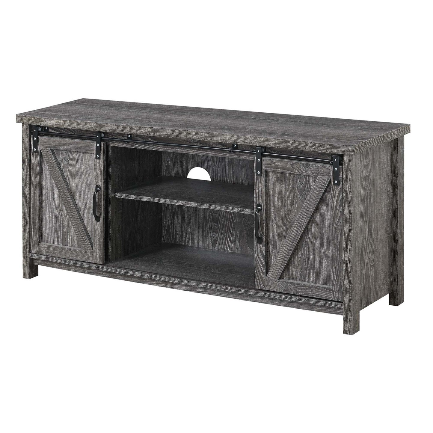CasaFoyer Blake Barn Door TV Stand - Rustic Farmhouse Aesthetic, Ample Storage & Display Space, Sliding Cabinets, 6 Shelves, Durable Particle Board, Easy Assembly.