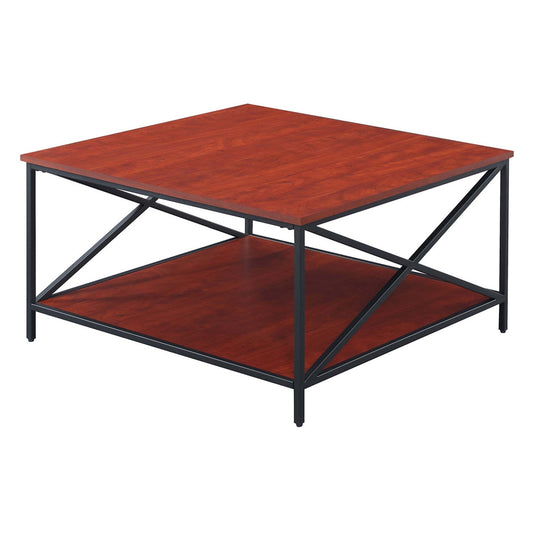 CasaFoyer Tucson Metal Square Coffee Table with Shelf - Contemporary Design, Sturdy Industrial Frame, Ample Space for Home Decor - CasaFoyer
