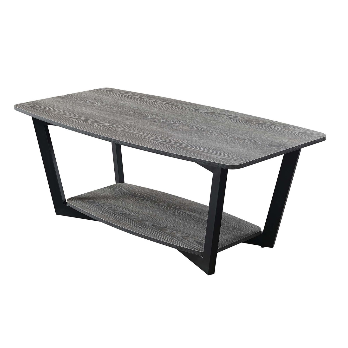 CasaFoyer Graystone Coffee Table with Shelf - Urban Industrial Design, Sturdy Metal Frame, Open Concept Bottom Shelf, Long-lasting Durability