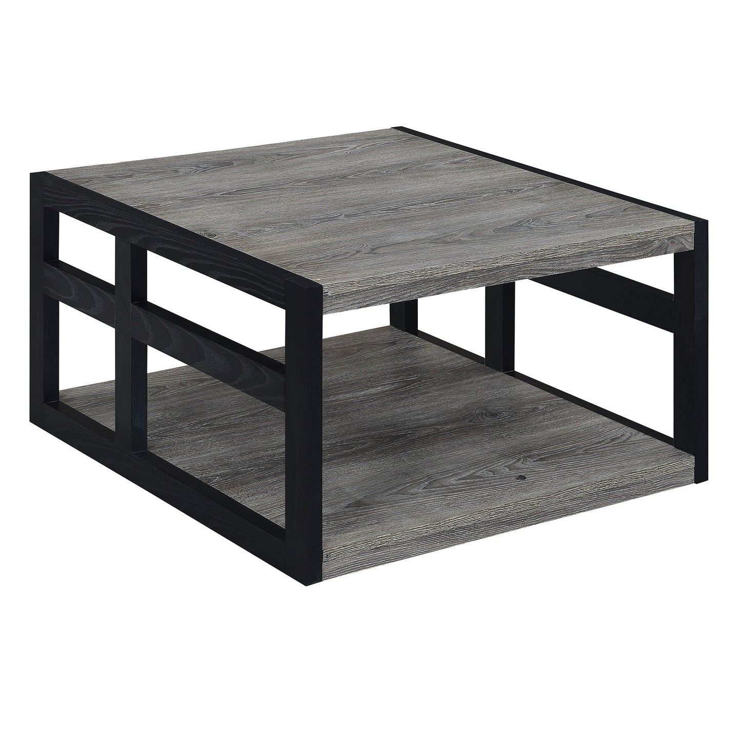 CasaFoyer Monterey Square Coffee Table with Shelf - Spacious Tabletop for Dining & Binge-watching - Stylish Side Frame Design - Contemporary Two-Tier Unit - Durable Melamine Veneer - Easy Assembly - Perfect for Home Decor.