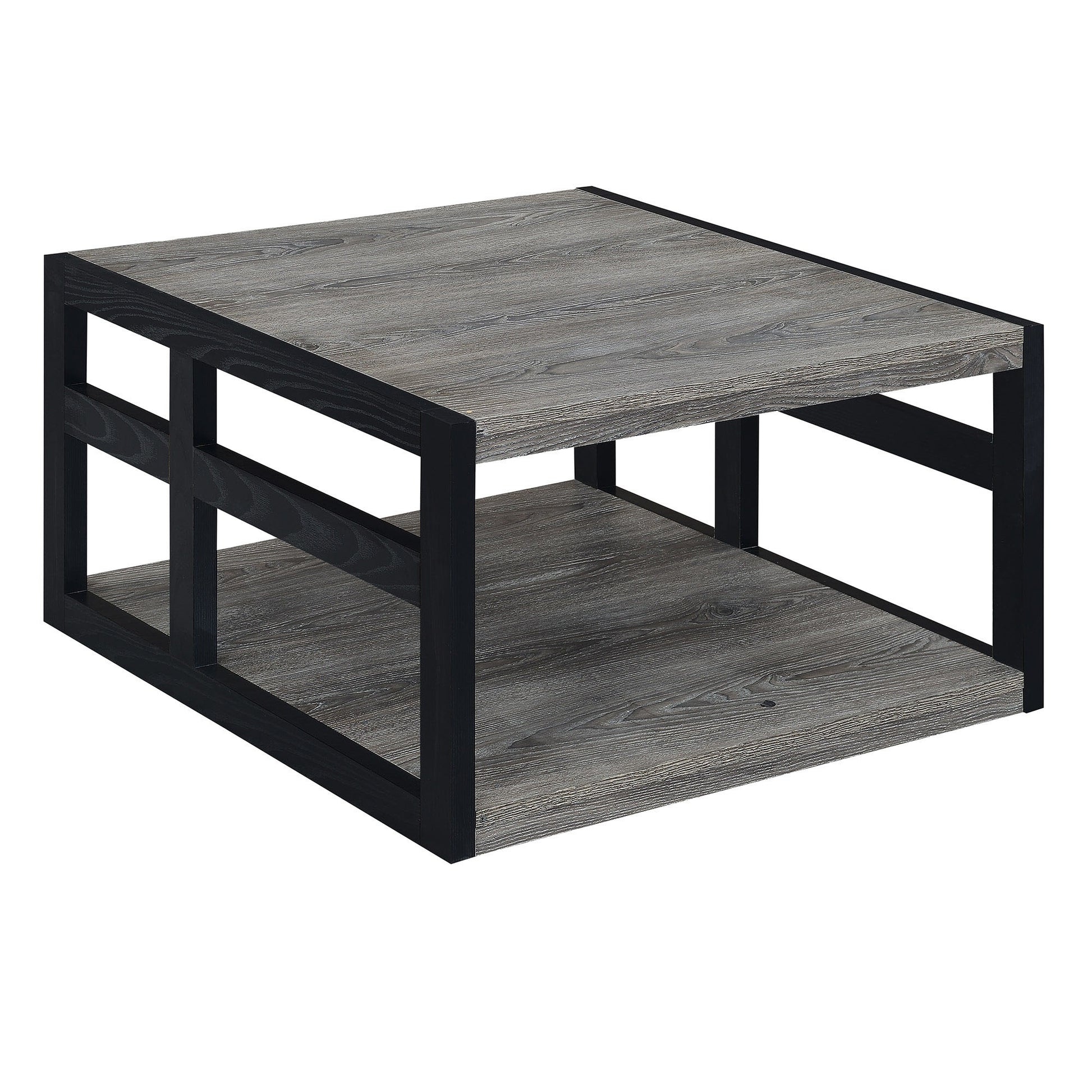 CasaFoyer Monterey Square Coffee Table with Shelf - Spacious Tabletop for Dining & Binge-watching - Stylish Side Frame Design - Contemporary Two-Tier Unit - Durable Melamine Veneer - Easy Assembly - Perfect for Home Decor.