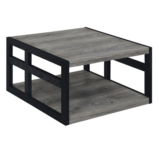 CasaFoyer Monterey Square Coffee Table with Shelf - Spacious Tabletop for Dining & Binge-watching - Stylish Side Frame Design - Contemporary Two-Tier Unit - Durable Melamine Veneer - Easy Assembly - Perfect for Home Decor.
