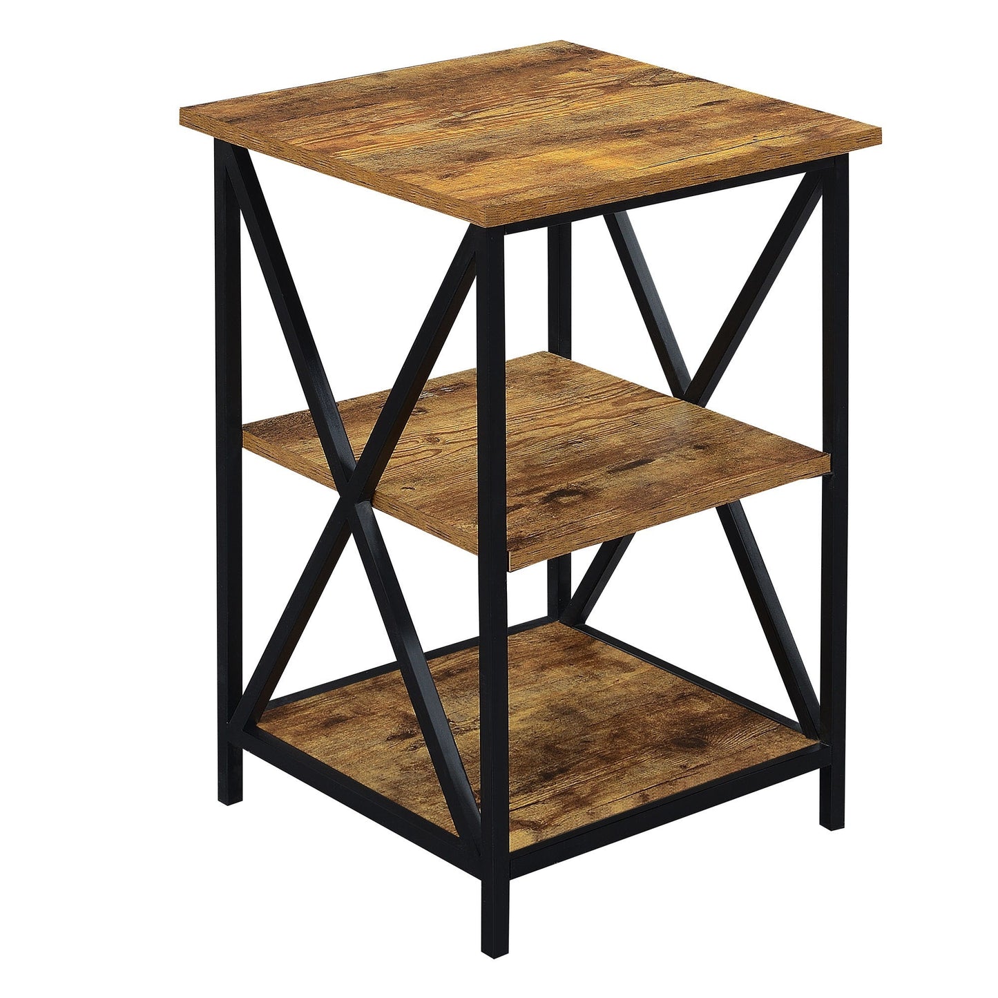 CasaFoyer Tucson End Table with Shelves - Sleek & Contemporary Design, 3 Levels of Open Shelving, Durable Particleboard & Metal Construction