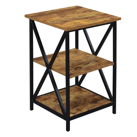 CasaFoyer Tucson End Table with Shelves - Sleek & Contemporary Design, 3 Levels of Open Shelving, Durable Particleboard & Metal Construction