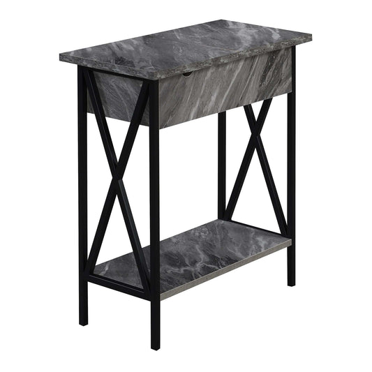 CasaFoyer Tucson Flip Top End Table with Charging Station, Shelf, and Cable Management - Versatile and Convenient Charging Options for Devices - 6-Foot Power Supply Cord - Bottom Shelf for Storage/Display