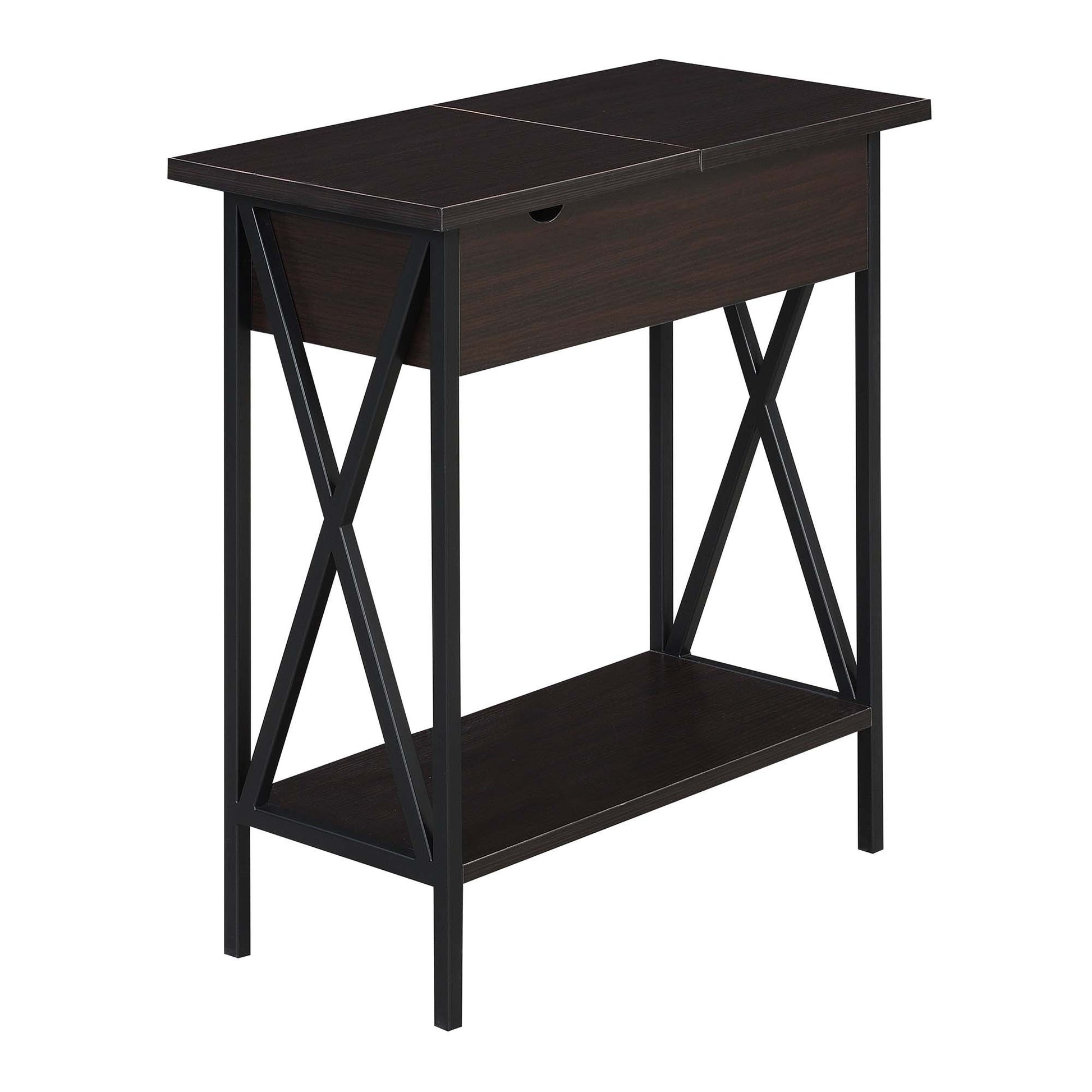 CasaFoyer Tucson Flip Top End Table with Charging Station, Shelf, USB Ports, and Cable Management - Enhance Your Living Space