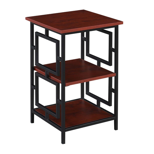 CasaFoyer Stylish Town Square Metal Frame End Table with Shelves - Modern Twist, Geometric Design, Durable Powder Coating - Perfect for Living Rooms and Conversation Corners - Metal Collection