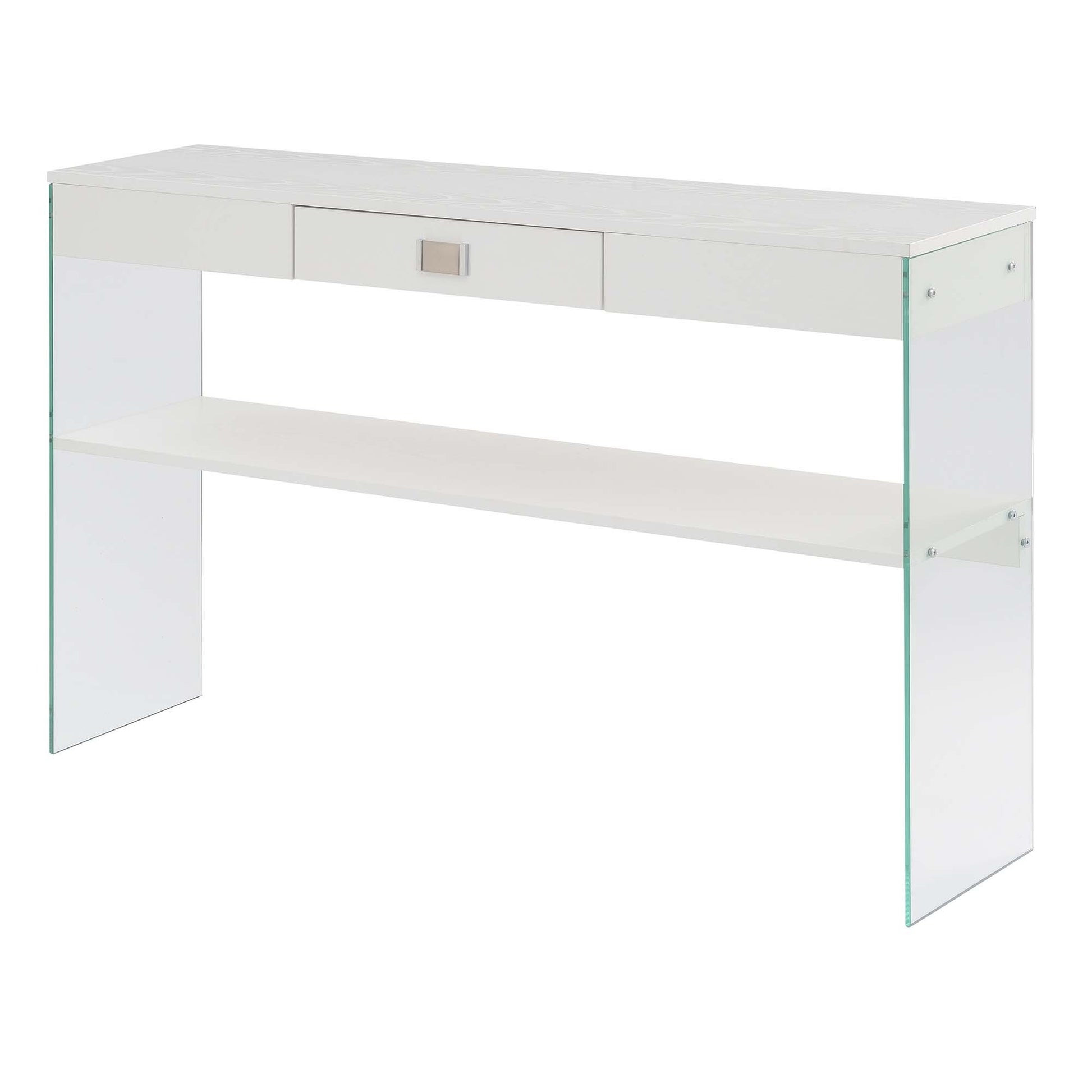 CasaFoyer SoHo 1 Drawer Console Table with Shelf - Sleek Contemporary Design, Durable Particle Board and Tempered Glass, Perfect for Modern Homes