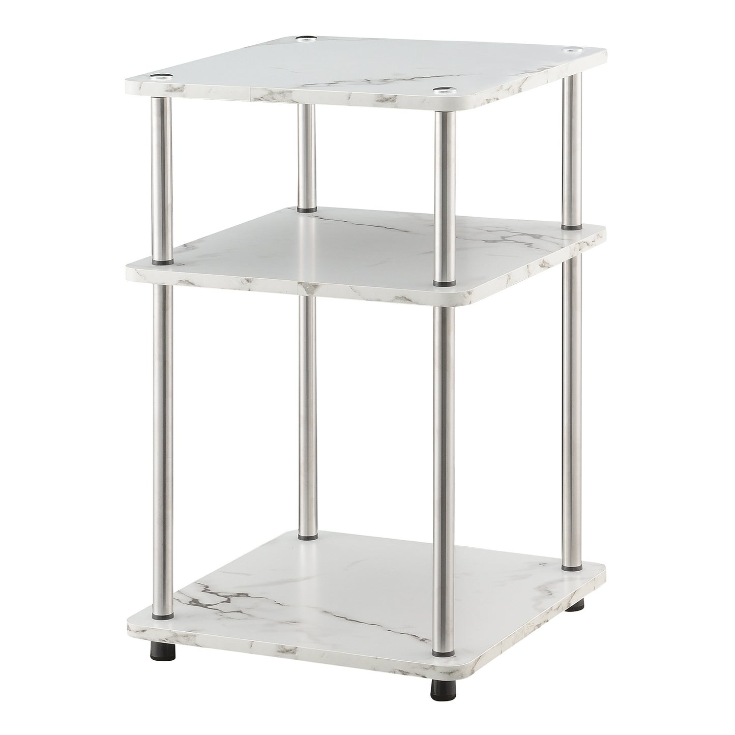 CasaFoyer Designs2Go No Tools 3 Tier End Table - Contemporary, Durable, Easy Assembly, Stainless Steel Legs, Versatile, Minimal Maintenance.