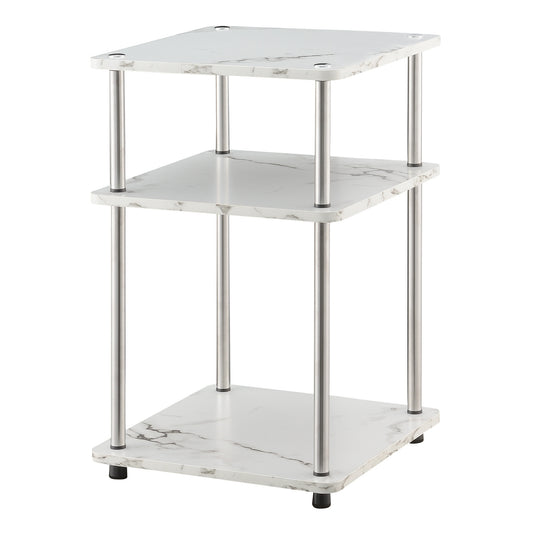 CasaFoyer Designs2Go No Tools 3 Tier End Table - Contemporary, Durable, Easy Assembly, Stainless Steel Legs, Versatile, Minimal Maintenance.