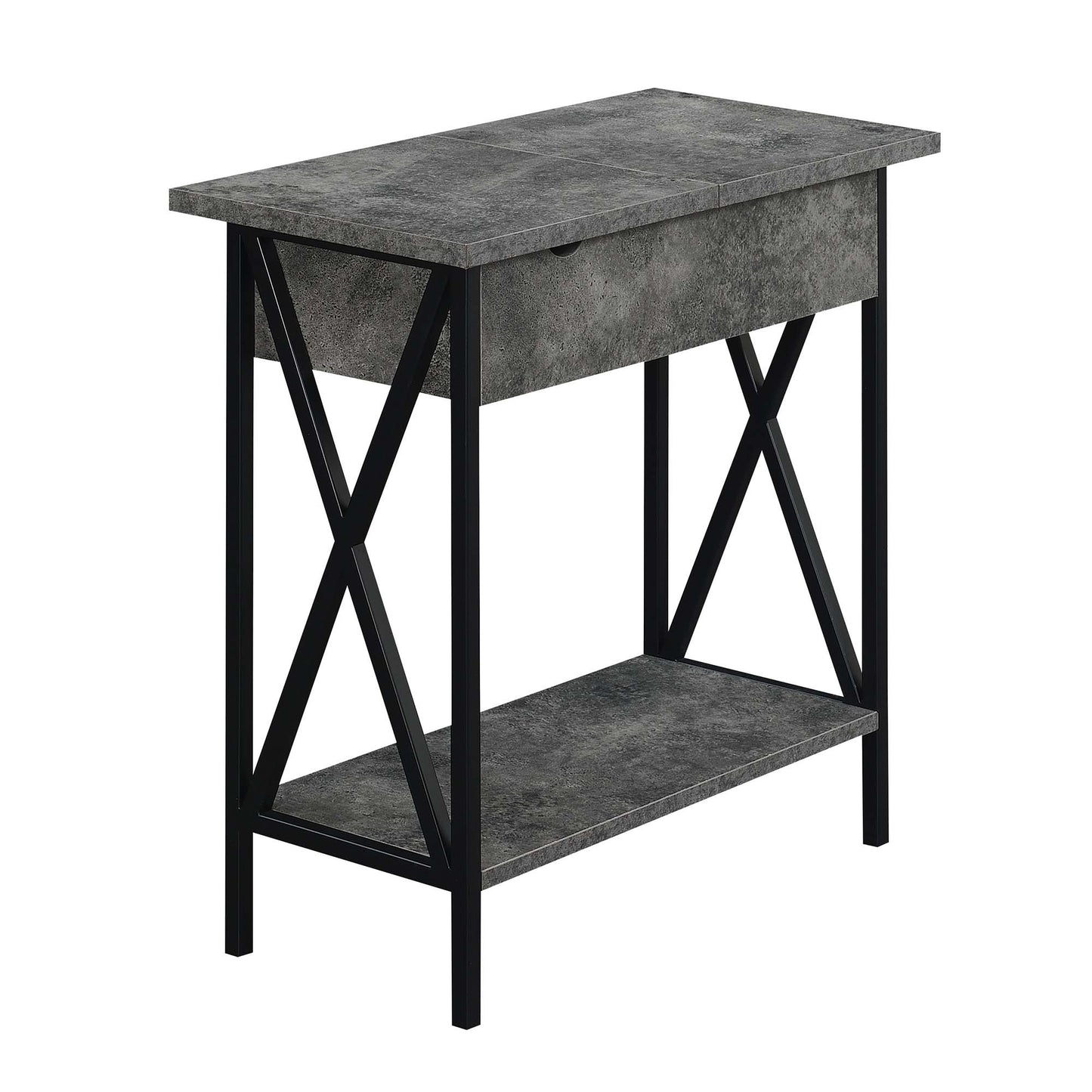 CasaFoyer Tucson Flip Top End Table: Sleek Design, Charging Station, USB Ports, Cable Management, Storage Shelf. Upgrade your living space now!