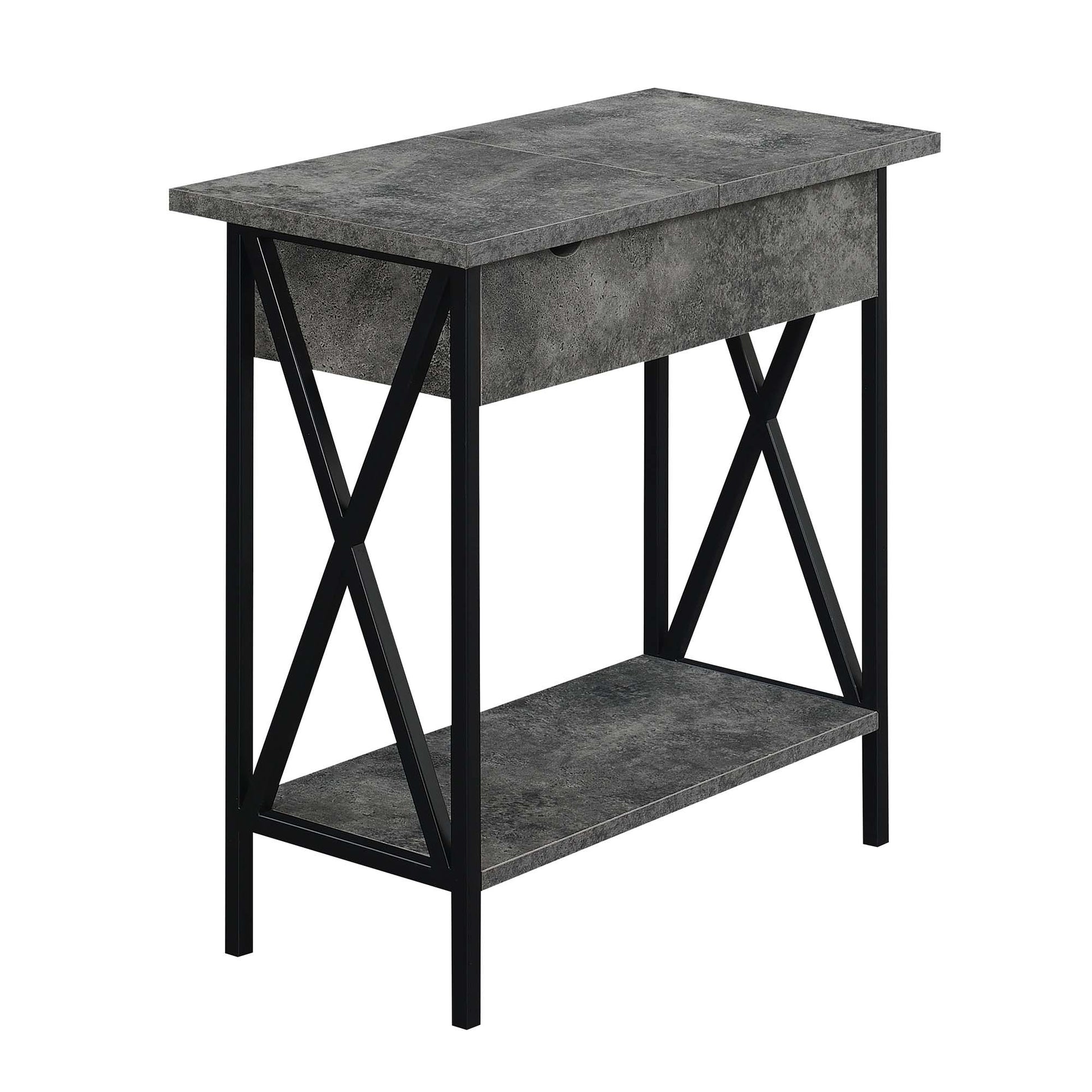 CasaFoyer Tucson Flip Top End Table: Sleek Design, Charging Station, USB Ports, Cable Management, Storage Shelf. Upgrade your living space now!