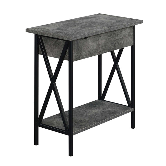 CasaFoyer Tucson Flip Top End Table: Sleek Design, Charging Station, USB Ports, Cable Management, Storage Shelf. Upgrade your living space now!