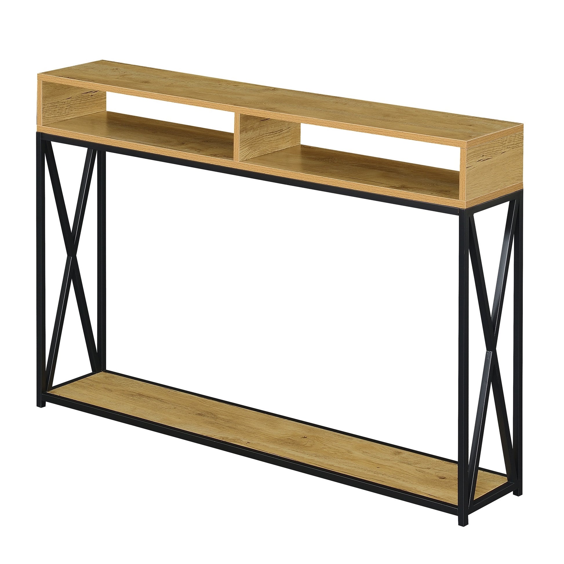 CasaFoyer Tucson Deluxe Console Table with Shelf - Stylish and Functional Home Decor Solution with Open Compartments and Bottom Shelf