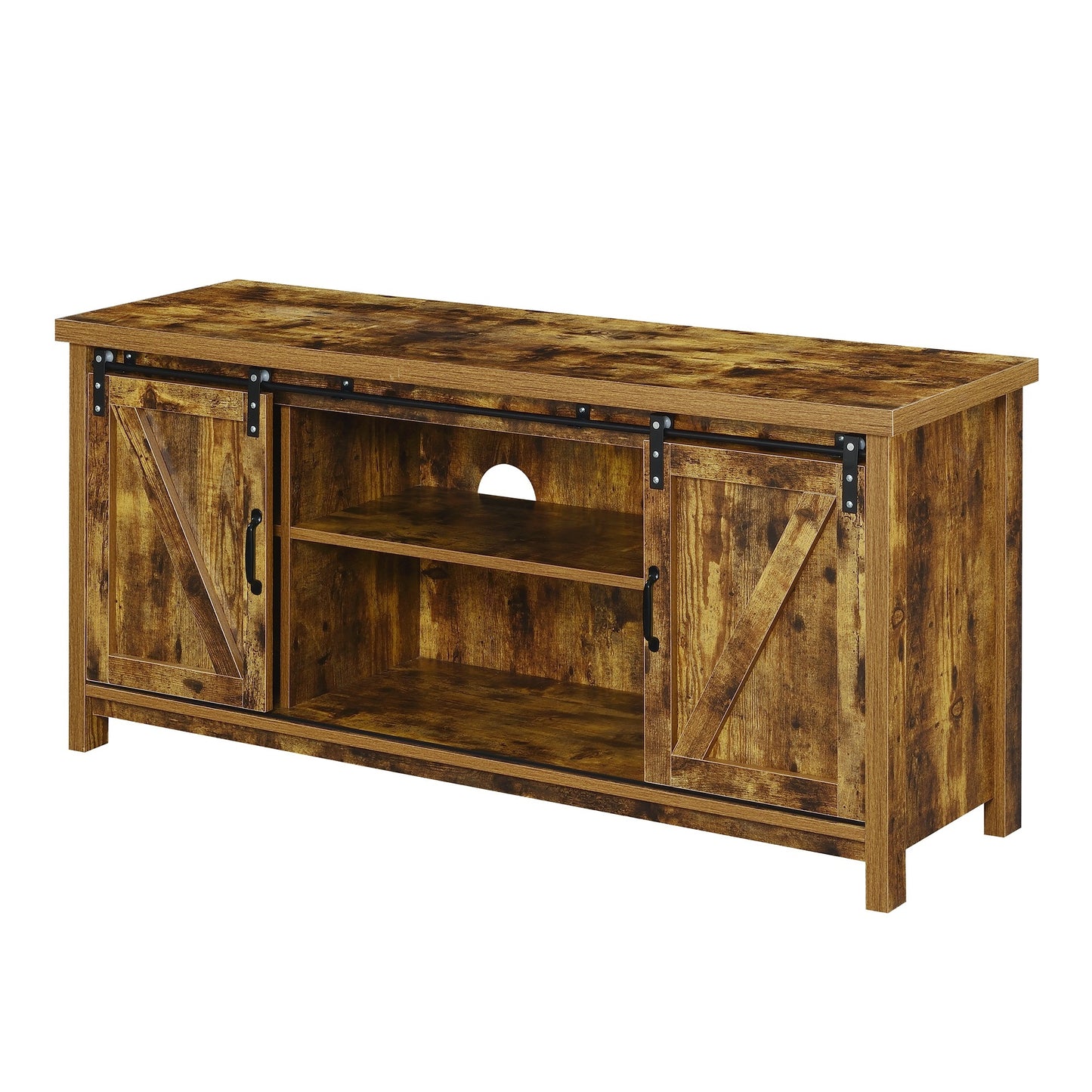 CasaFoyer Blake Barn Door TV Stand by - Farmhouse Aesthetic, Ample Storage, Sliding Doors, 6 Shelves, Durable Particle Board, Easy Assembly.