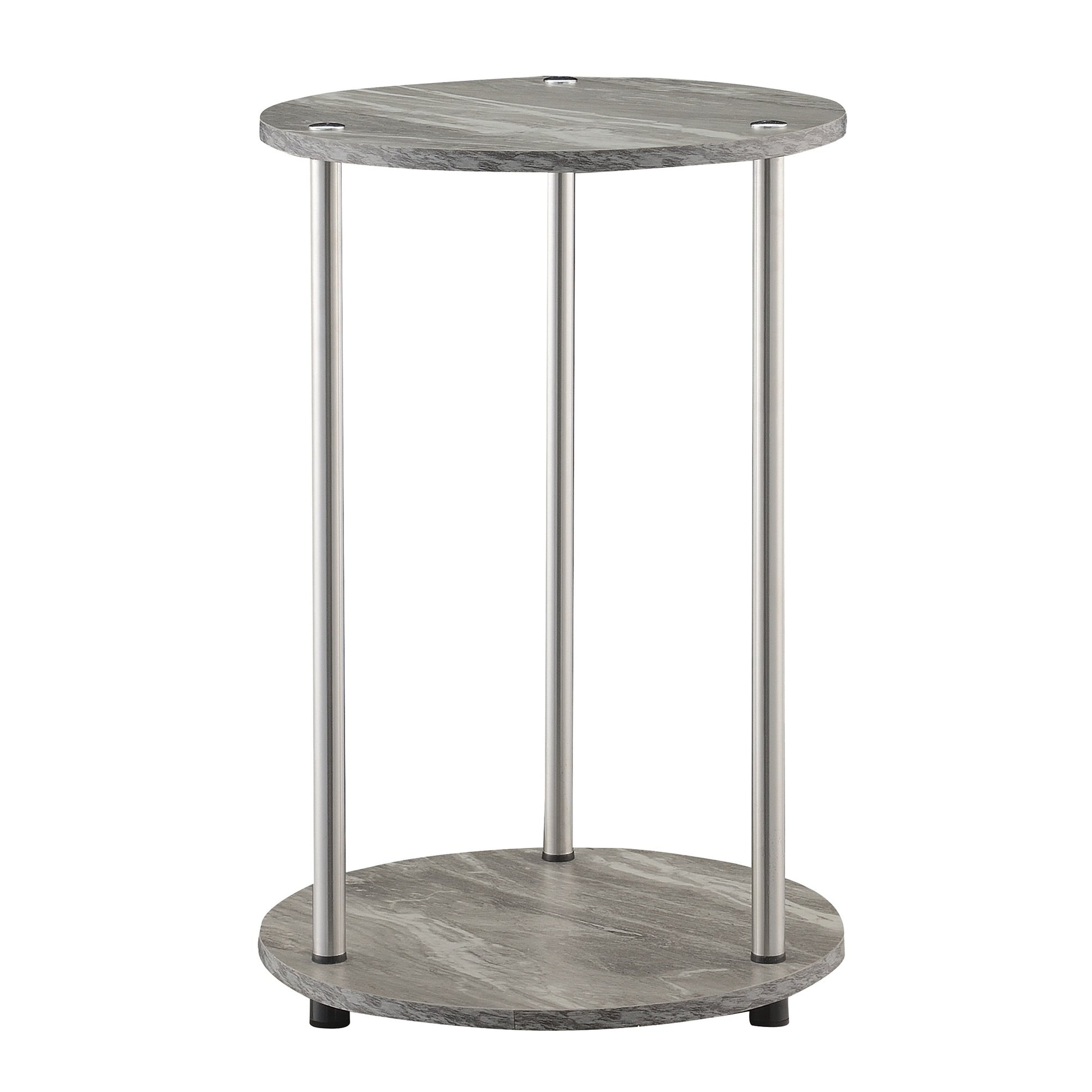 CasaFoyer "Contemporary Designs2Go No Tools 2 Tier Round End Table - Durable Particle Board Shelves, Stainless Steel Legs - Easy Assembly & Minimal Maintenance - Ideal for Any Room - Collection"