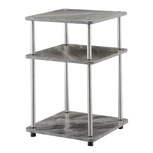 CasaFoyer Designs2Go No Tools 3 Tier End Table - Contemporary, Durable, Easy Assembly, Stainless Steel Legs, Versatile, Bathroom Friendly