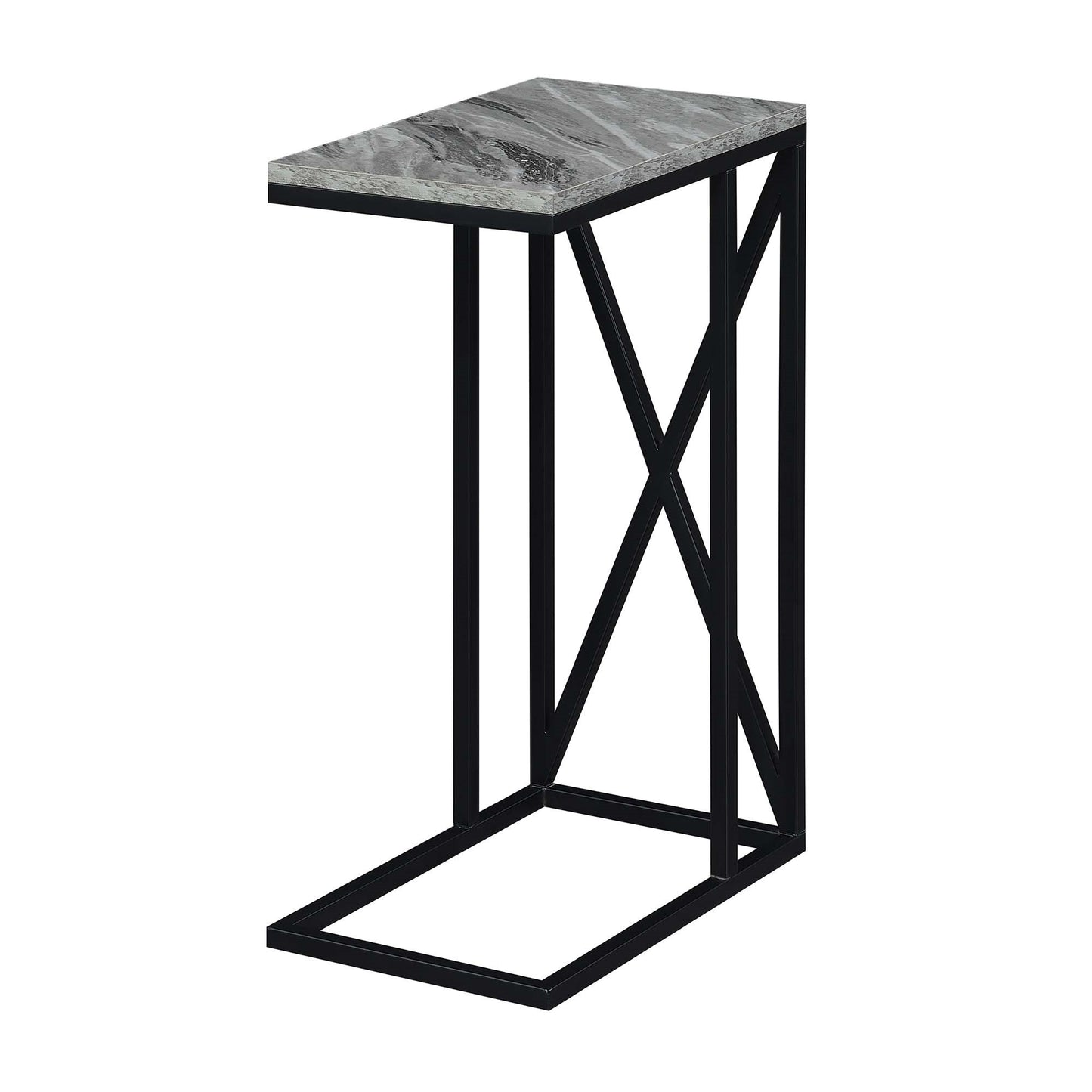 CasaFoyer Tucson C End Table - Durable & Functional | Versatile C Shape | Slide Under Couch | Powder-Coated Metal Frame | Particleboard Tabletop | Modern Design | Tucson Collection