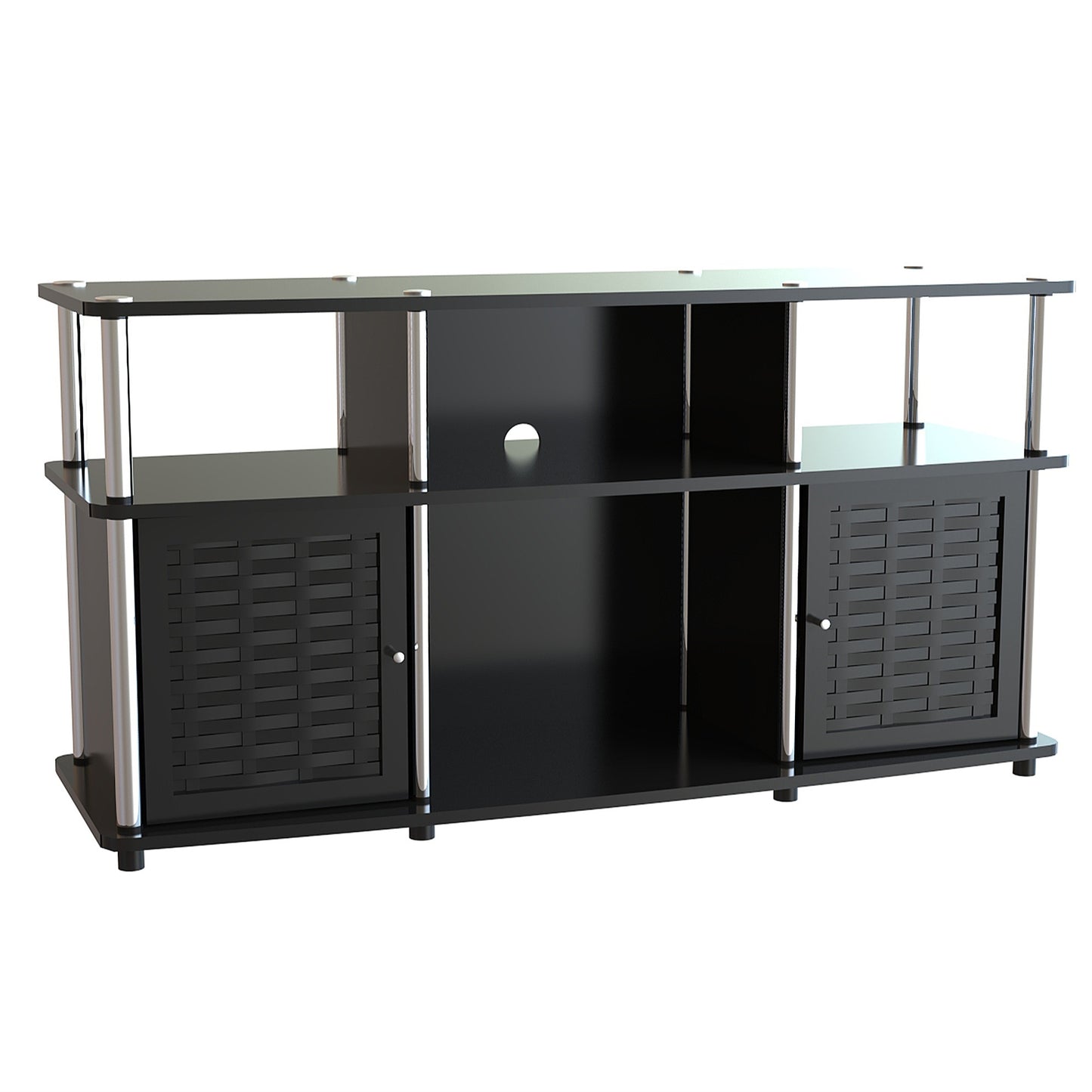 CasaFoyer Contemporary Designs2Go Chelsea TV Stand with Storage Cabinets, Shelves, and Bamboo Doors - Ample Storage Space, Sleek Design, Functional and Stylish